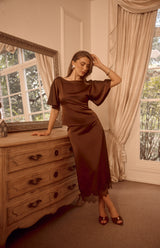 Eloise Satin Top - Chocolate