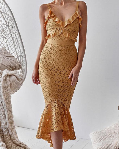 Leanne Dress In Mustard – First Design