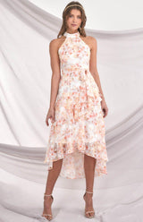 lucille Midi Dress - Peach Floral - First Design