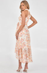 lucille Midi Dress - Peach Floral - First Design