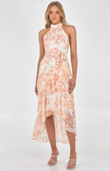 lucille Midi Dress - Peach Floral - First Design