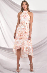 lucille Midi Dress - Peach Floral - First Design