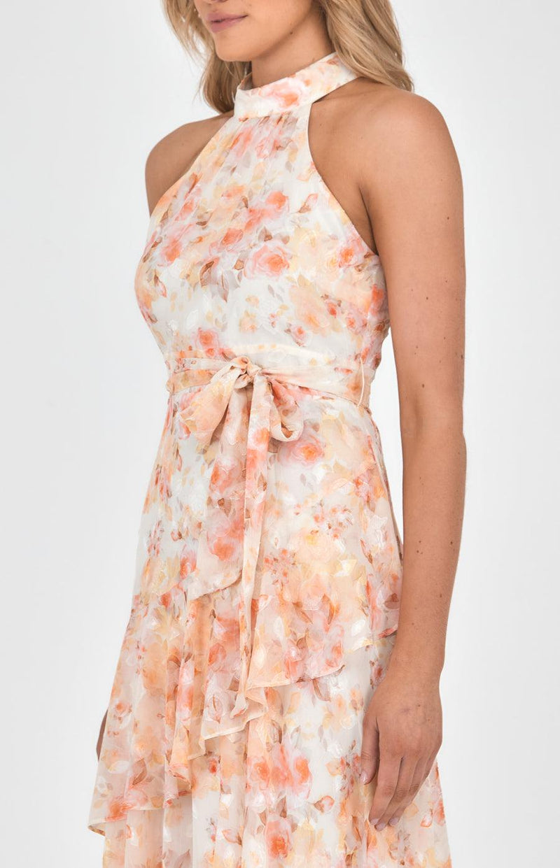 lucille Midi Dress - Peach Floral - First Design