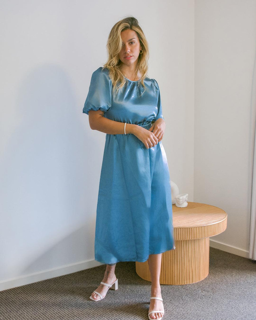 steel blue dress midi Mia Midi Dress- Steel Blue – First Design