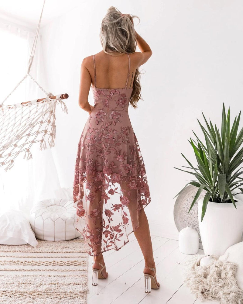 Saskia High Low Dress- Embroidery Rose - First Design