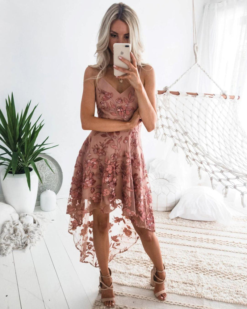 Saskia High Low Dress- Embroidery Rose - First Design