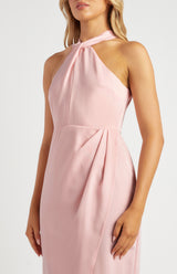 Tulip Satin Midi Dress - Pale Pink