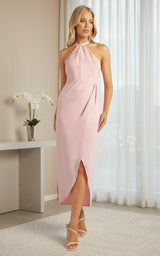 Tulip Satin Midi Dress - Pale Pink