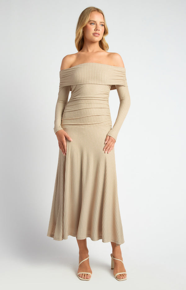 Off Shoulder Maxi Dress - Oat