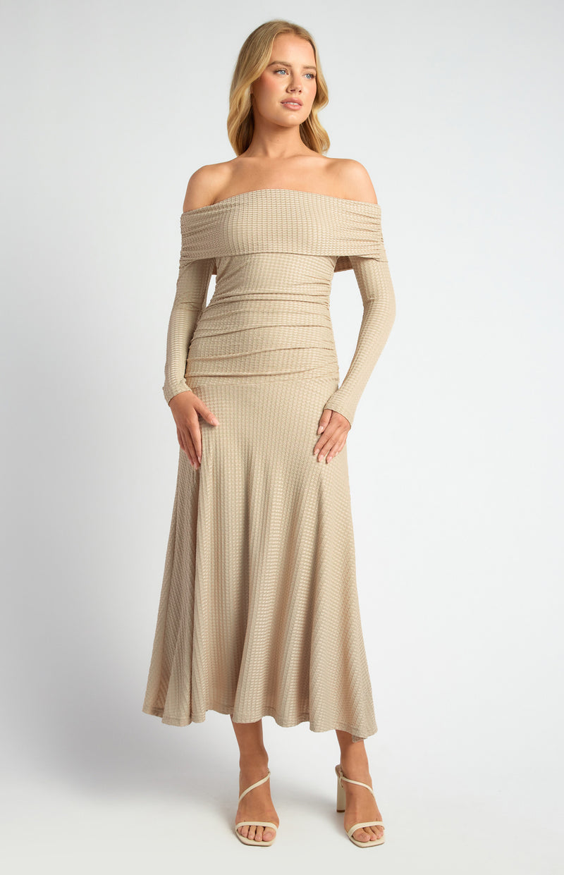 Off Shoulder Maxi Dress - Oat