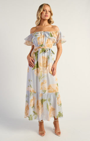 Lona Midi Dress -Blue Floral