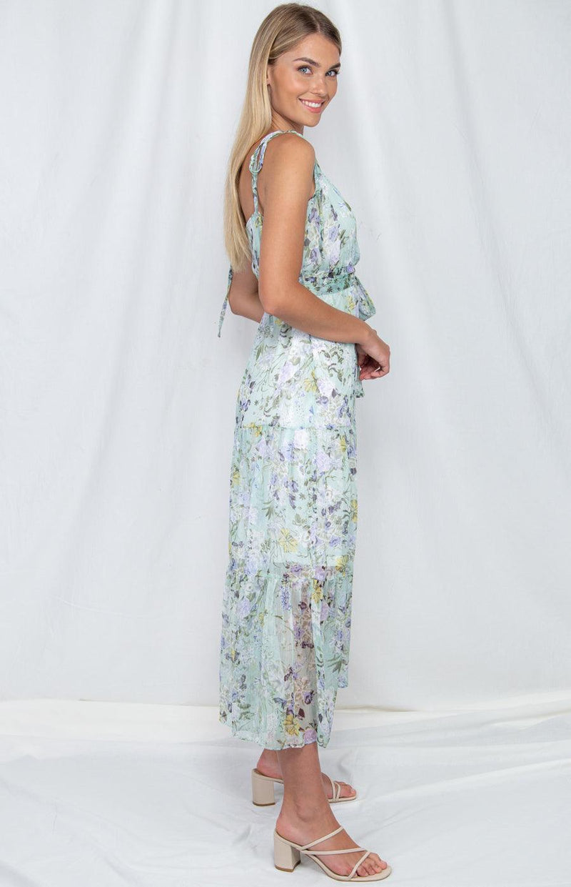 Tiana Maxi Dress - Mint Floral Print - First Design