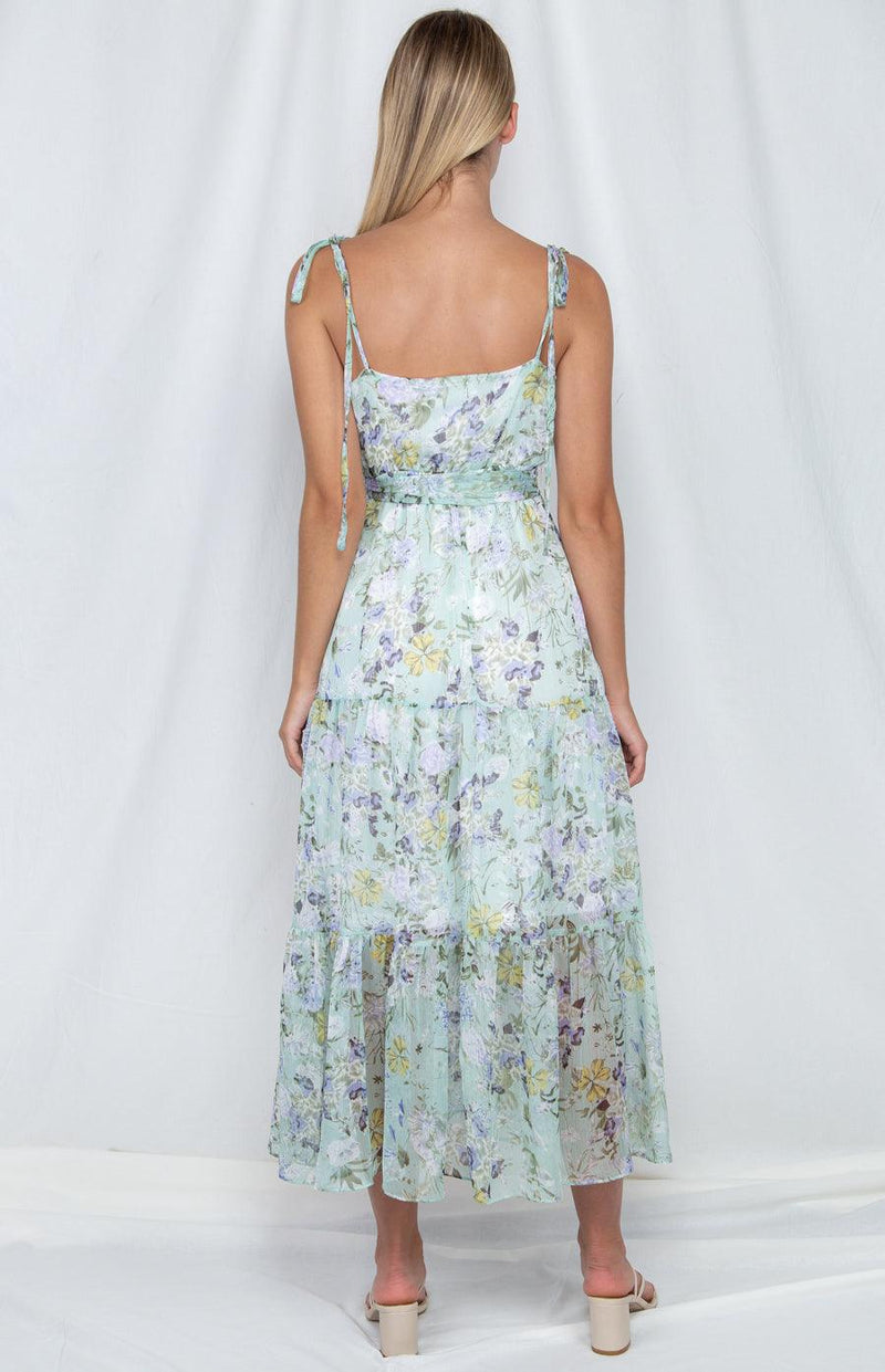 Tiana Maxi Dress - Mint Floral Print - First Design