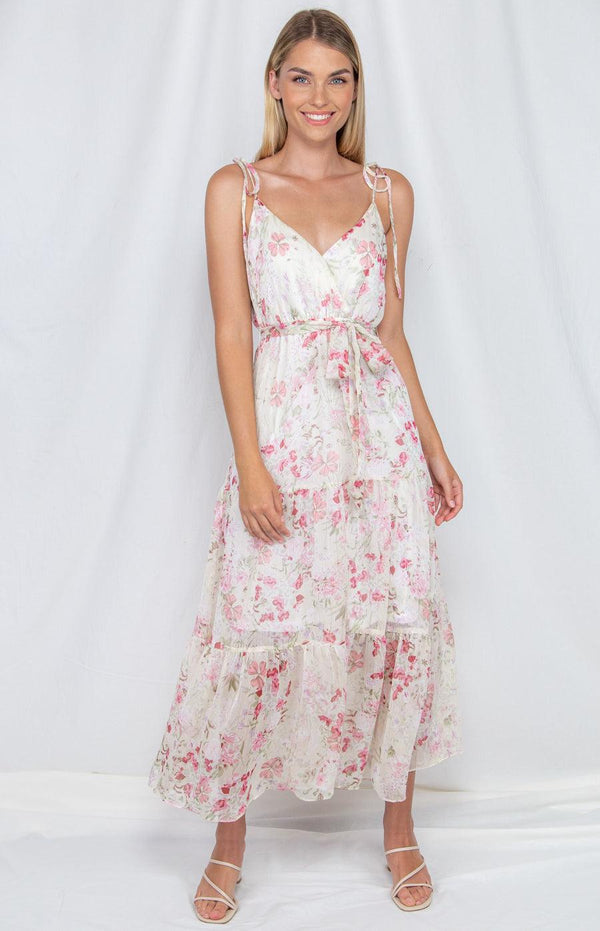 Tiana Maxi Dress - Pink Floral Print - First Design