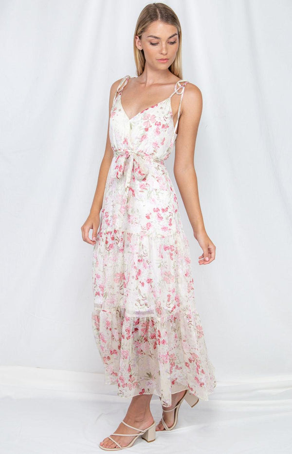 Tiana Maxi Dress - Pink Floral Print - First Design