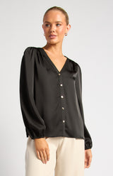 Monroe Satin Top - Black
