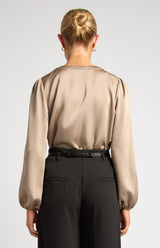 Monroe Satin Top - Mocha