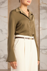 Danni Satin Shirt - Olive
