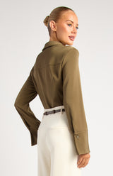 Danni Satin Shirt - Olive