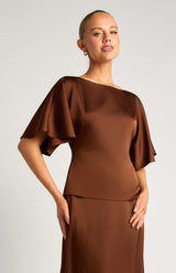 Eloise Satin Top - Chocolate