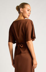 Eloise Satin Top - Chocolate